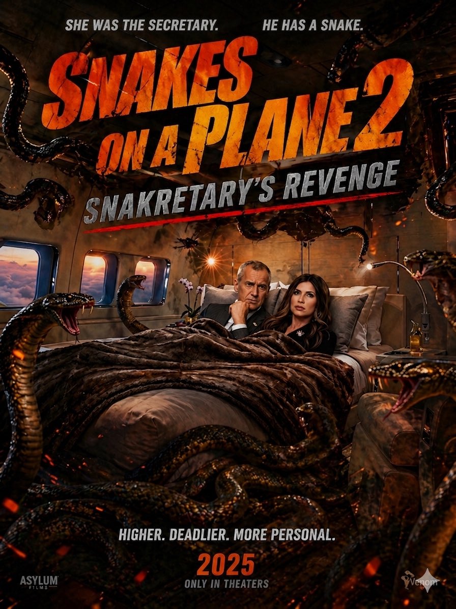 UncannedHam's tweet image. OMG! Absolutely giddy that they’re making a Snakes on a Plane sequel. Here’s the poster! I hear the trailer is coming soon. #blockbuster #movies #snakesonaplane