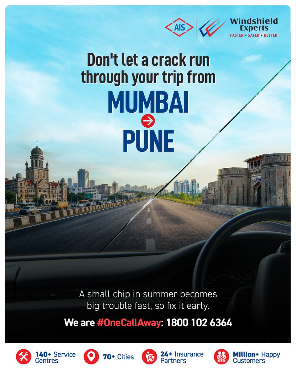 WindshieldExprt's tweet photo. Summer turns small chips serious- fast. Fix early, drive worry-free.

We are #OneCallAway: 1800 102 6364

#AISWindshieldExperts #WindshieldExperts #CarCare #Summer https://t.co/OvxoCbiRQD