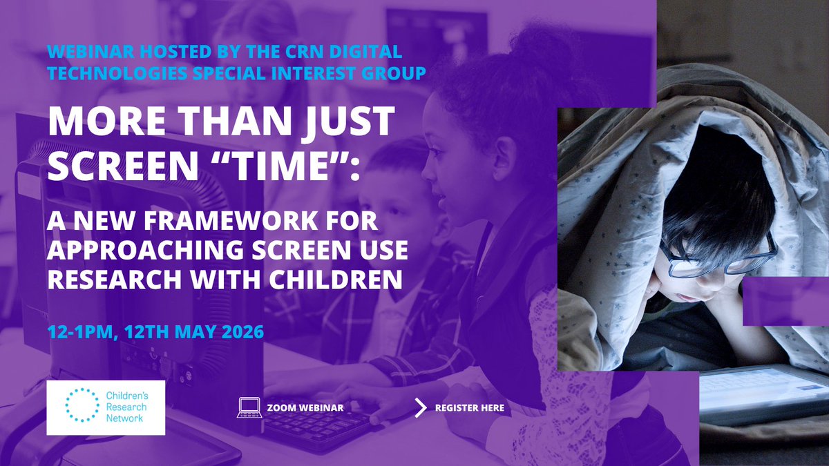 CRNINI's tweet photo. Is it time to rethink "screen time"? 
📱 Dr. Chloé Beatty &amp; Dr. Suzanne Egan challenge the status quo with the new RECIPE Framework. Move beyond time limits to look at content &amp; context.

🗓️ 12 May 2026 FREE Registration: https://t.co/8sOxbxxm1F 
#ChildDev #ScreenTime #EdTech https://t.co/Y76gj3nSN5