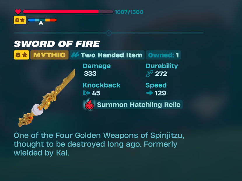 Kai's Sword of Fire is OFFICIALLY in LEGO Fortnite Odyssey x NINJAGO!

It's a mythic that you receive for defeating the Shatterspawn Boss!