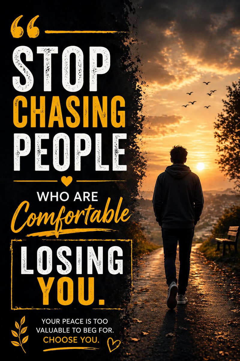 AngelicCodeYT's tweet image. Stop chasing people who are comfortable losing you—your peace is not a backup option.
Choose yourself once… and everything changes.
#SelfRespect #ChooseYourself #InnerPeace #LetThemGo #KnowYourWorth #NoMoreChasing