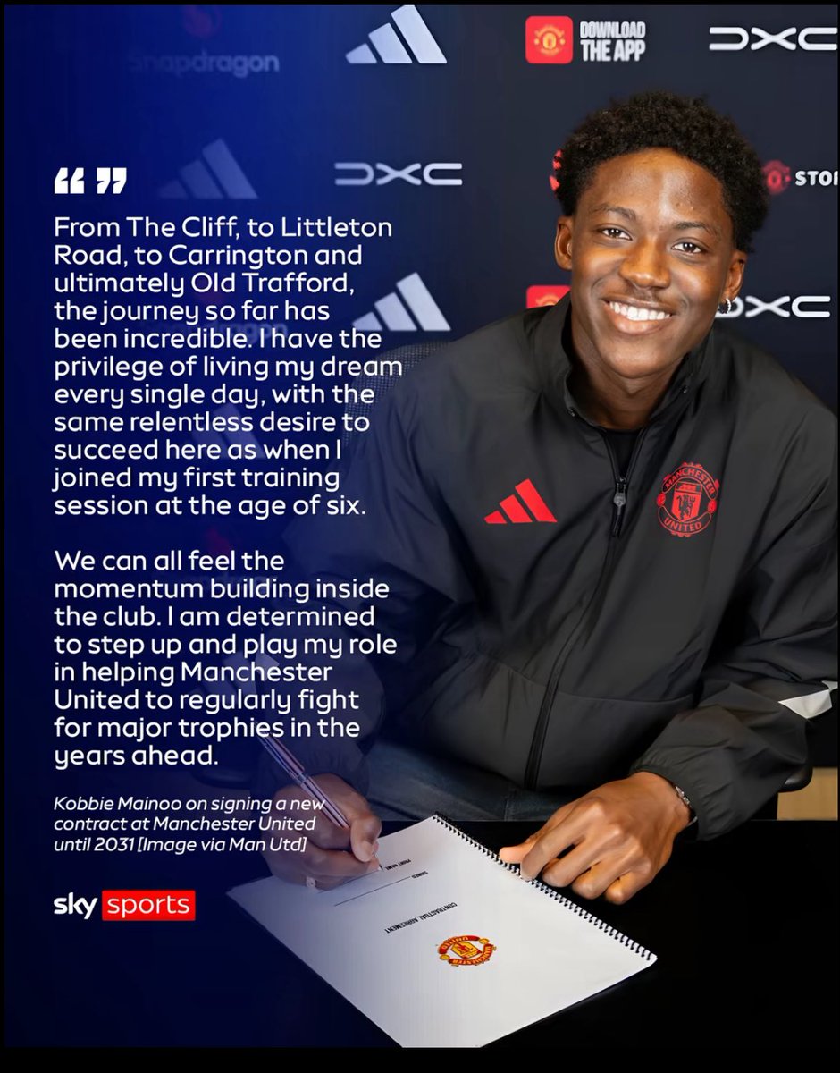 Kobbie Mainoo signs a new contract at Manchester United until 2031 ✍️