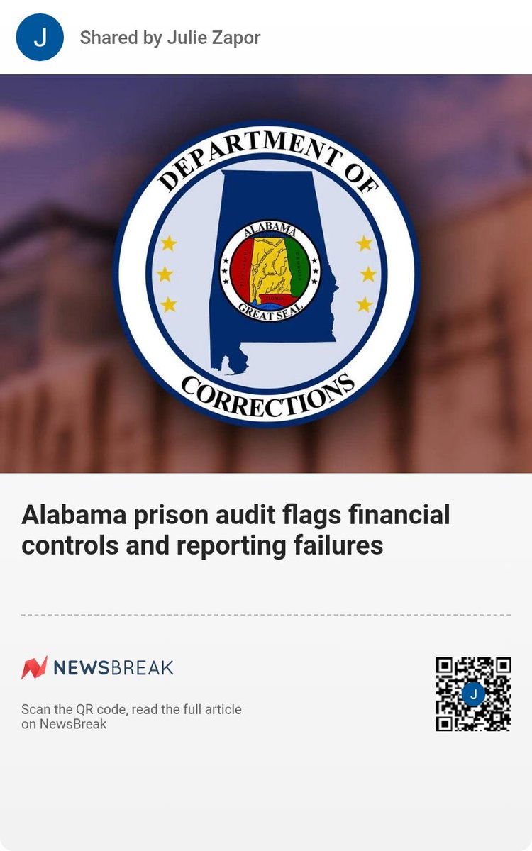ZaporJulie's tweet image. Alabama prison audit flags financial controls and reporting failures 

#Alabama

#UAB

#ORGANHARVESTING

#CORRUPTMEDICALBOARDS

#RollTide

 #Prison

 #Audits

share.newsbreak.com/iabh751n