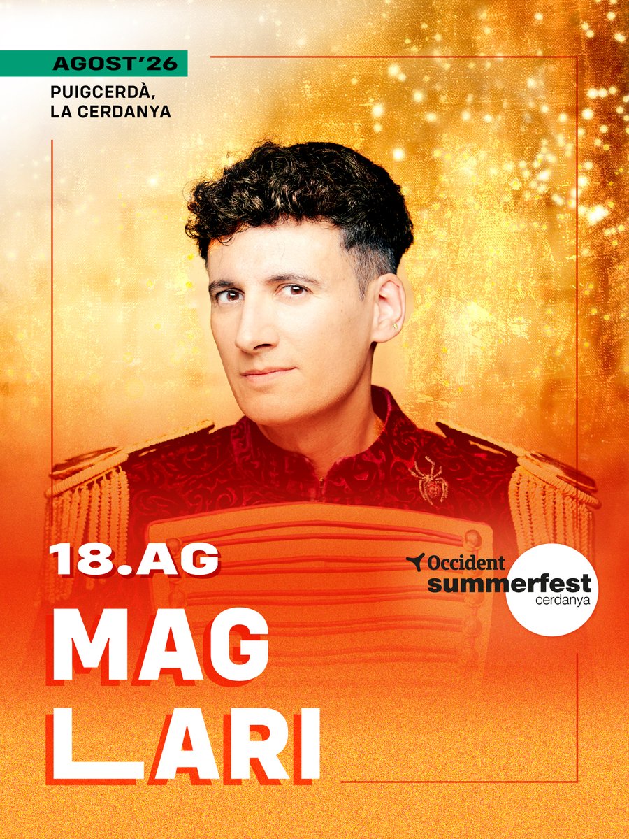 SummerfestC's tweet photo. ✨ MAG LARI A L’OCCIDENT SUMMER FEST ✨

L’humor, la màgia i l’espectacle arriben aquest estiu a la Cerdanya amb un dels grans referents de l’il·lusionisme.

🌄 Aquí, l’estiu sona diferent

🎟️ Entrades ja disponibles a https://t.co/q13f3mx0v9 https://t.co/Y7Ur9rdCrt
