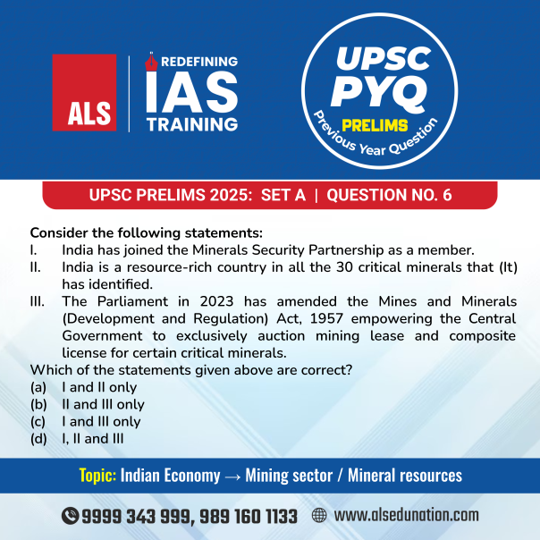 ALS_IAS's tweet photo. One PYQ Today, One Step Closer to LBSNAA. Start Practicing!
#UPSCPYQ #PreviousYearQuestions #PYQ #UPSCPreparation #UPSCExam #IASPreparation #UPSCPrelims #Prelims2026 #GeneralStudies #ALSIAS #IAS #UPSC #UPSC2026 #CivilServices #IASCoaching #UPSCPreparation #UPSCAspirants https://t.co/lcsXJCxLci
