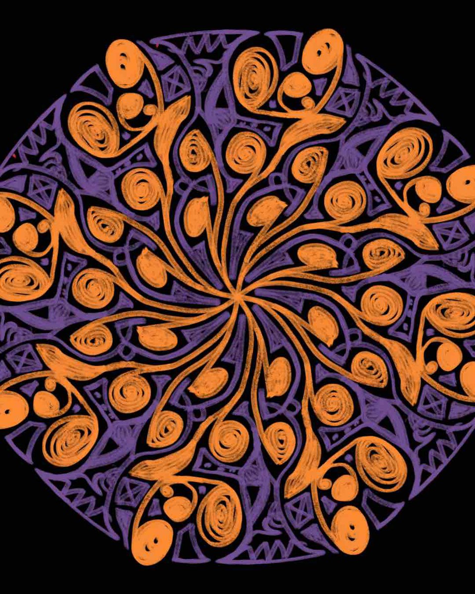 hattix0828's tweet image. 中心から、外へ。
色は役割で動く。
これは模様じゃない、流れだ。

#mandalaart #abstractart #neonart #visualmeditation #contemporaryart