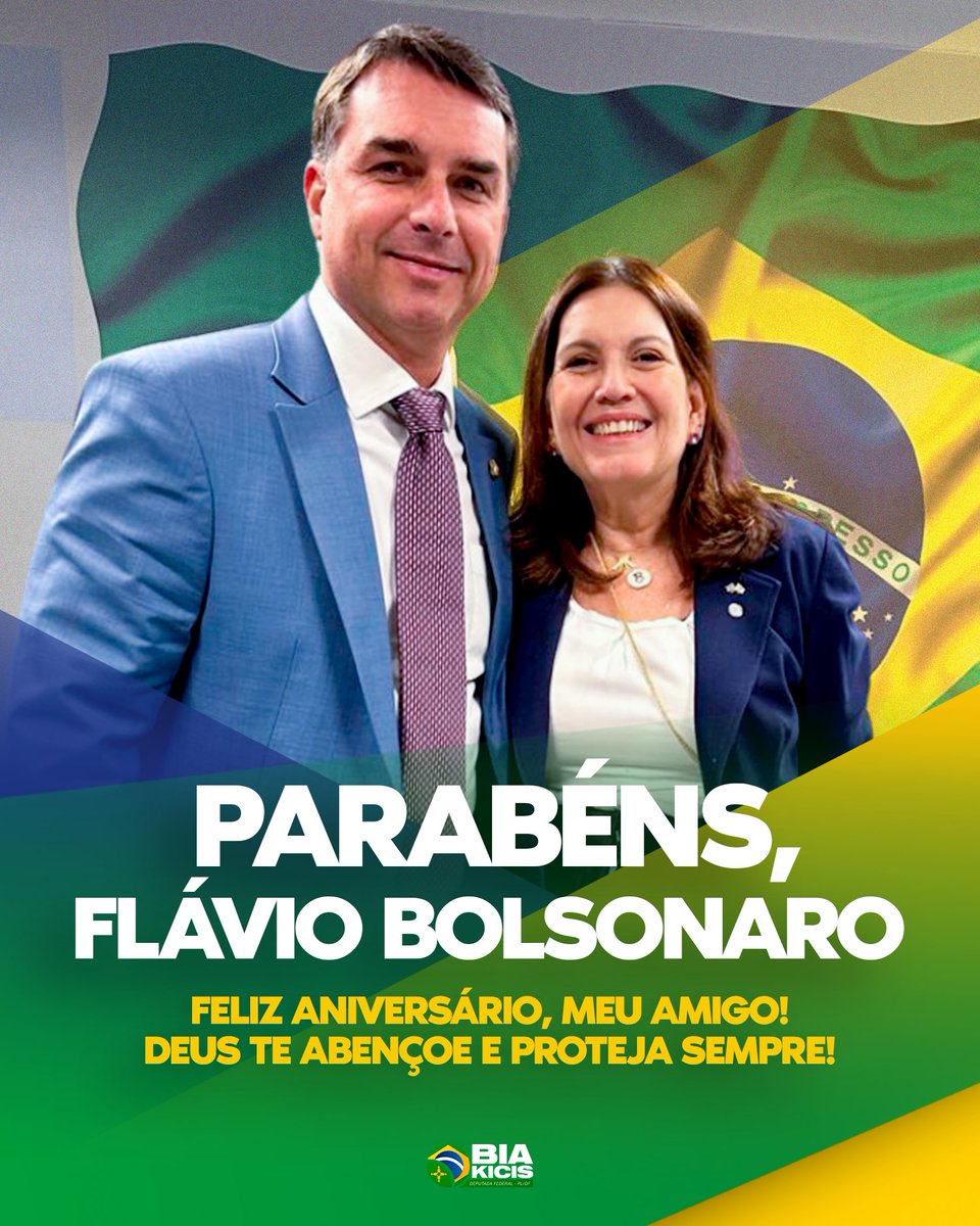 Biakicis's tweet photo. Hoje é dia de darmos os parabéns pelo aniversário do nosso futuro presidente do Brasil,@FlavioBolsonaro . Que Deus te abençoe muito, traga sabedoria, Resiliência, saúde e muita proteção para você e sua família! https://t.co/21r8ZSeFhD