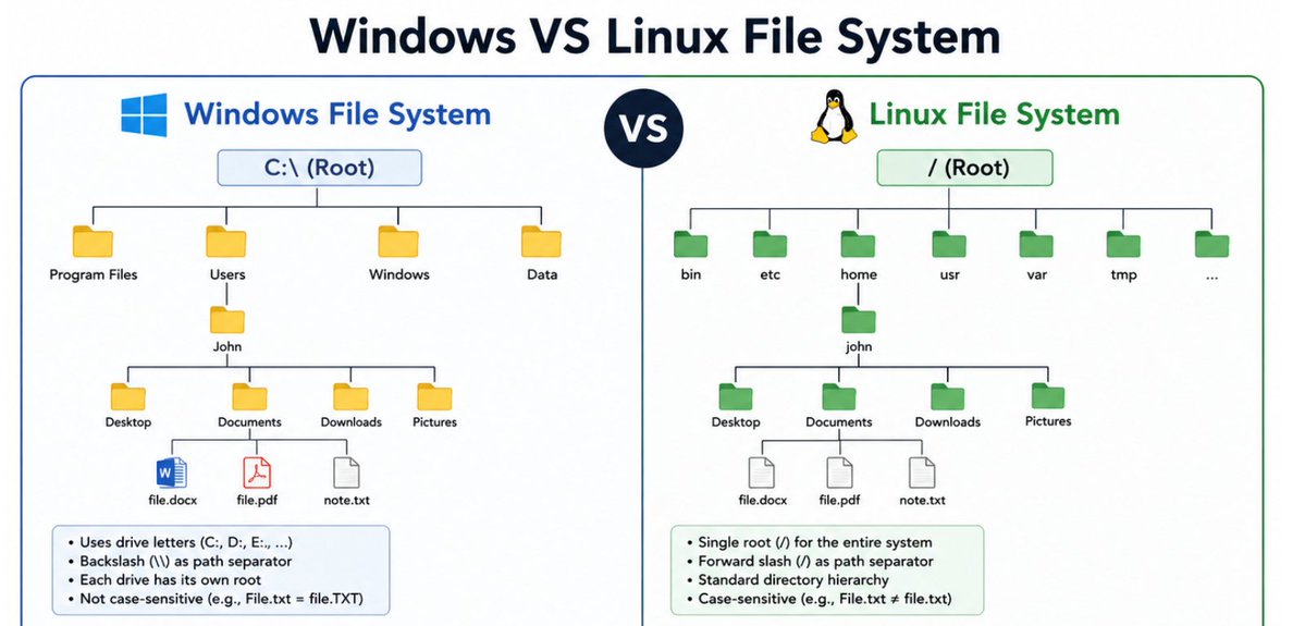 🪟🐧 Simple way to remember Windows & Linux File system Windows [ Think ...