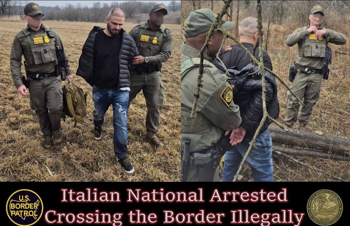 401_da_sarpanch's tweet image. #BORDER: U.S. Border Patrol Agents Arrested An Italian National Illegally Entering📍New York From Quebec, Canada. 🇺🇸🇨🇦

Swanton Sector Agents Responded After A Detection System Alert. The Italian National Was Arrested After A Brief Foot Chase And Will Be Held Pending Removal