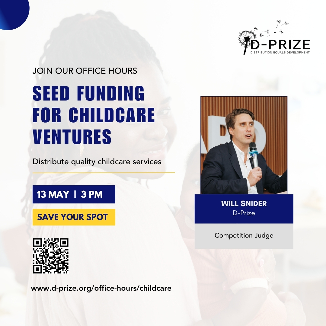 thedprize's tweet photo. Interested in the childcare intervention?

Join Will Snider (D-Prize competition judge) for a session on what it takes to design a strong, scalable childcare model.

📅 May 13 | 3 PM WAT (2:00 PM GMT, 4:00 PM CAT, 5:00 PM EAT)
🔗 https://t.co/Em5b7mMla0 https://t.co/s68i97LhBb