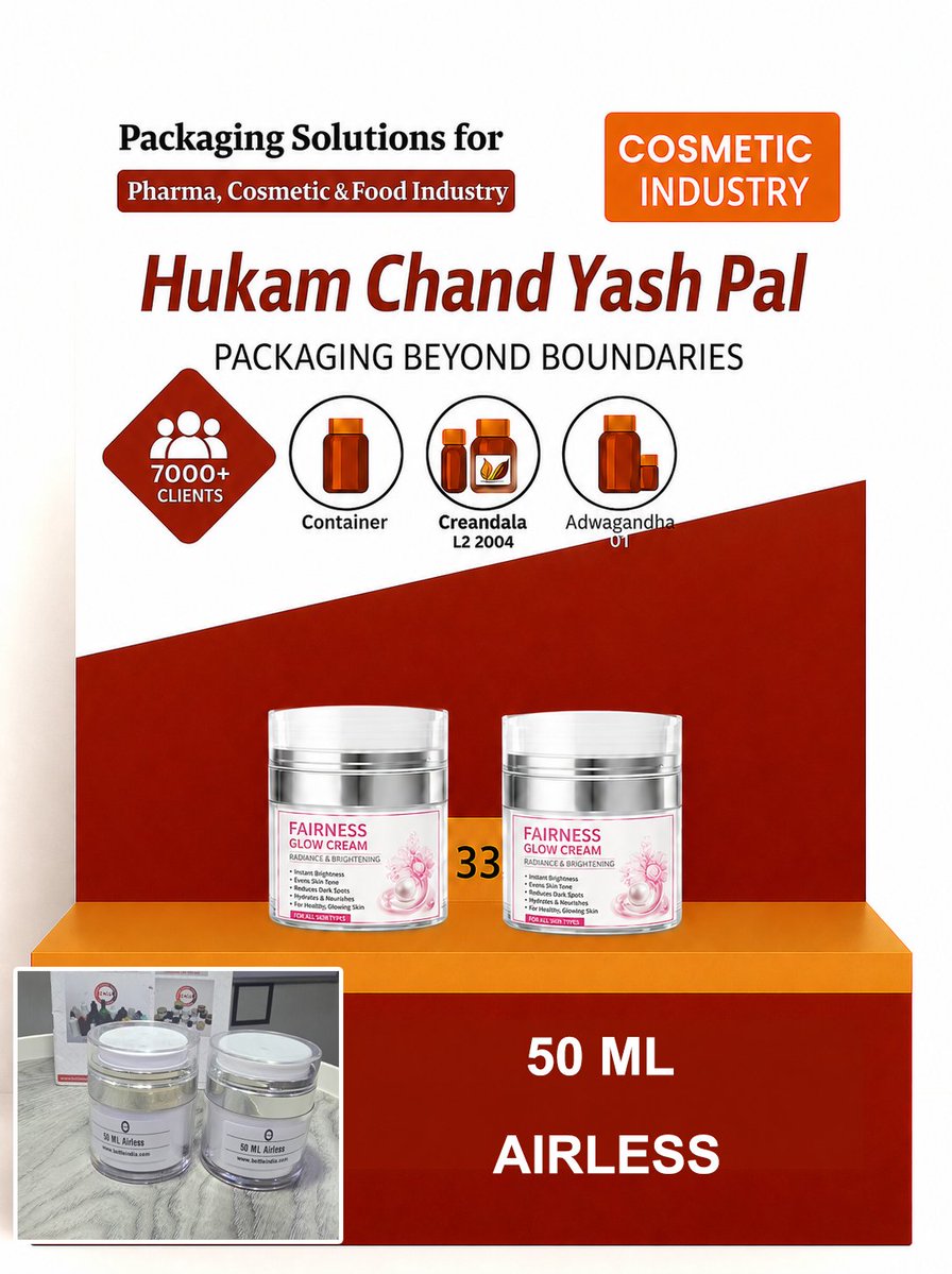 hukam_yash's tweet image. Premium 50 ML Airless Jars for modern skincare brands 💎
Hygienic | Luxurious | High-performance packaging
#CosmeticPackaging #AirlessJar #SkincareBrand #HCYP