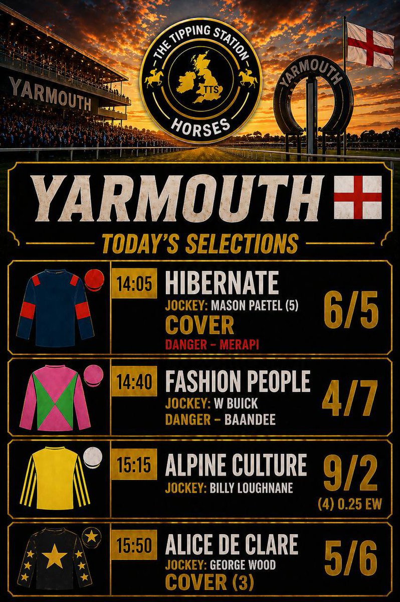 TippingStation1's tweet image. FREE HORSE TIPS🐎

Yarmouth 🐎

#follow #horseracing #tips