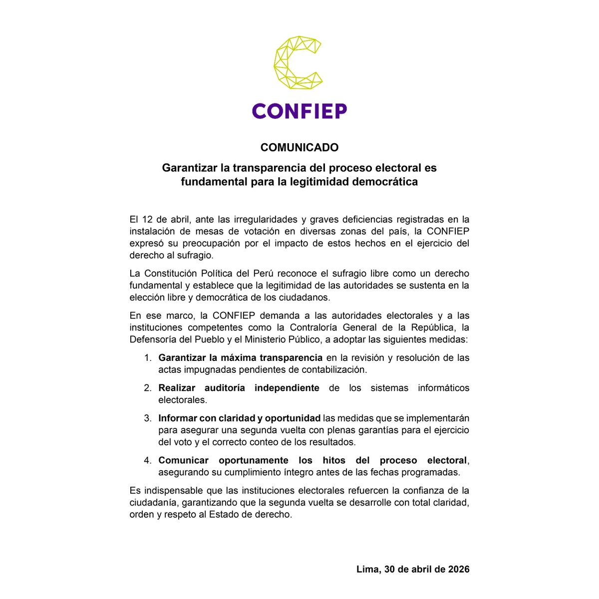 CONFIEP tweet media