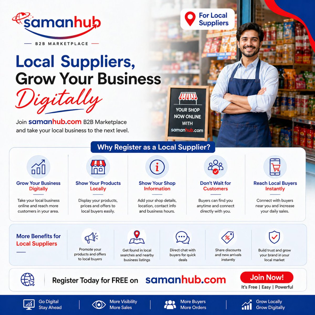 SamanHub's tweet image. Local suppliers — grow your business digitally 📍

With Samanhub, you can:
✔️ Reach nearby buyers
✔️ Promote products &amp;amp; offers
✔️ Chat directly with customers
✔️ Boost daily sales
🎁 Register FREE: samanhub.com
#LocalBusiness #Samanhub #GoDigital #NepalBusiness