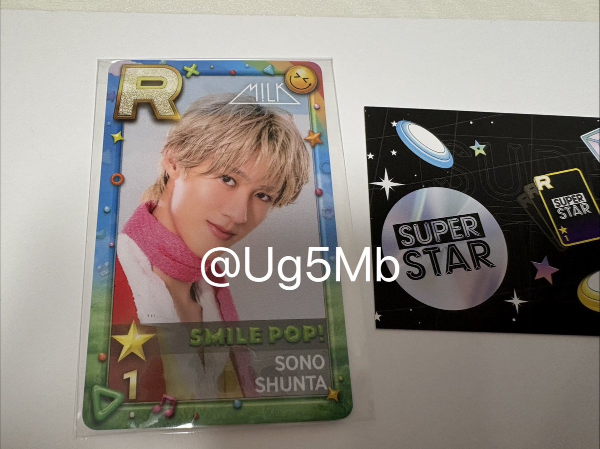 Ug5Mb's tweet photo. シュスエビ リアルカード M!LK スマポ SMILE POP! 交換

【譲】曽野 舜太
【求】山中 柔太朗

郵送又は都内手渡しにて交換希望です。
お心あたりのある方、ご連絡お待ちしております。
#MILK交換 #MILK譲 #MILK求 https://t.co/aLU1ylDyaS