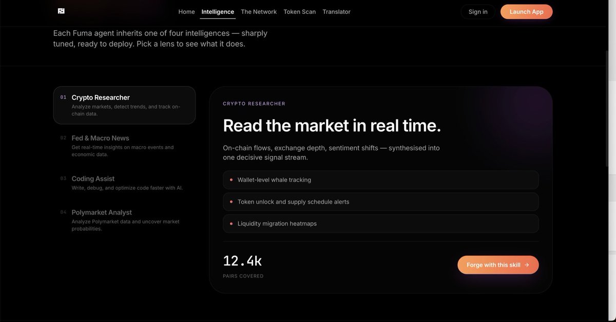 Fuma_inc's tweet photo. An update from Fumainc
we’re introducing new intelligence skills for AI agents.

Introducing:
• Intelligence Research
• Signal Tracking
• Portfolio Intelligence

From deep insights → real-time signals → portfolio awareness. https://t.co/OGXxZvtas1