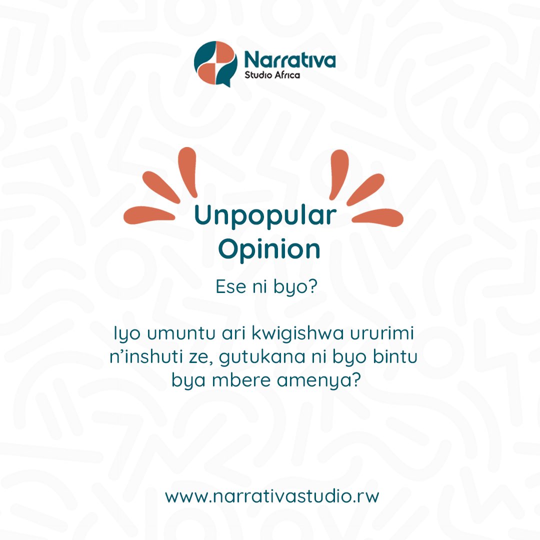 NarrativaRw's tweet image. Unpopular opinion… 😅when people learn a new language from their friends, the first words they learn are the ones they probably shouldn’t say! Lol!

Not proud of it… just facts.

Be honest, what was the first word YOU learned in a new language?

#rwot #comms #rwanda