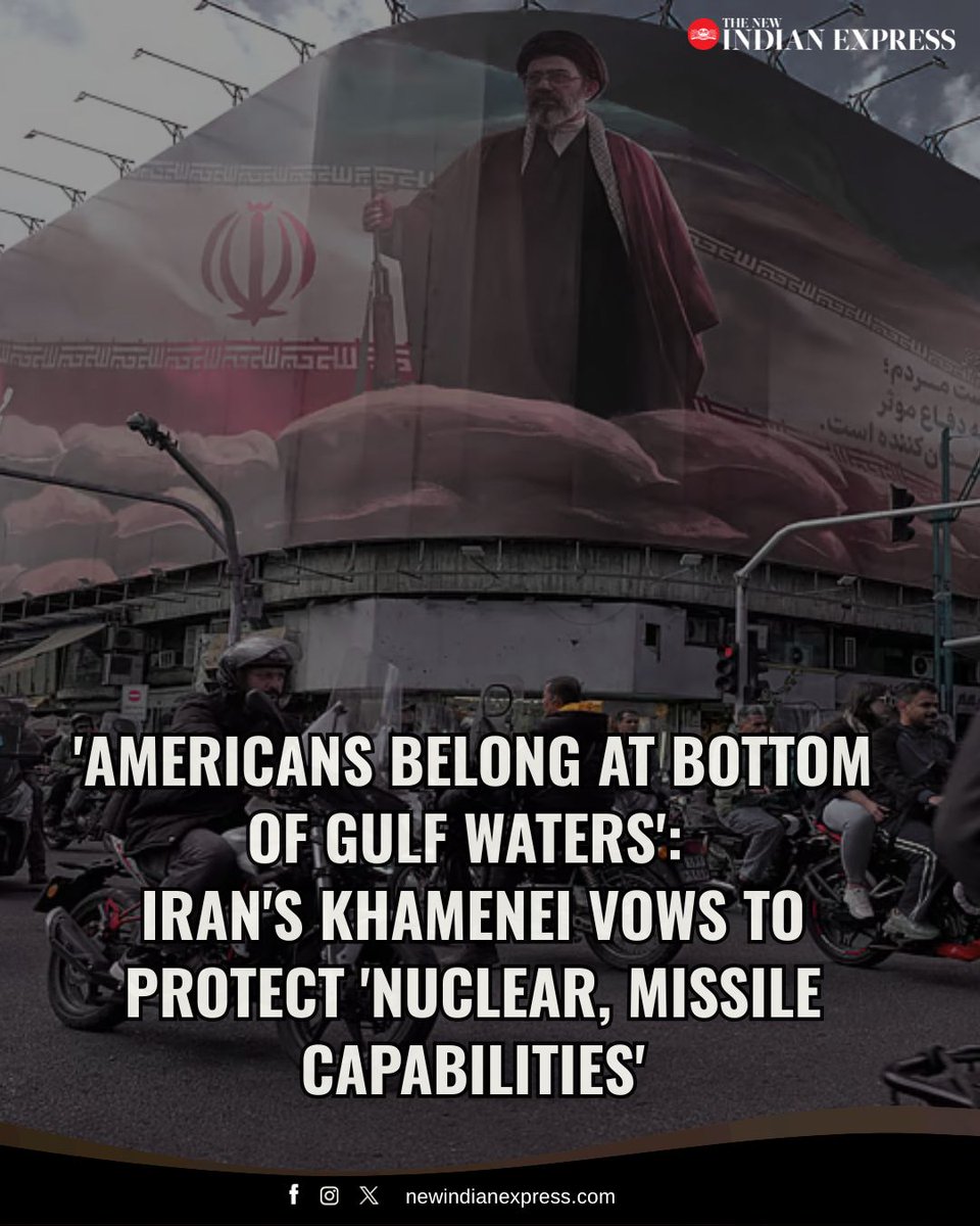 NewIndianXpress's tweet image. #Iran's supreme leader said Thursday that the Islamic Republic will protect its “nuclear and missile capabilities” as a national asset, likely seeking to draw a hard line as #US President #DonaldTrump seeks a wider deal to cement the shaky ceasefire now holding in the war.