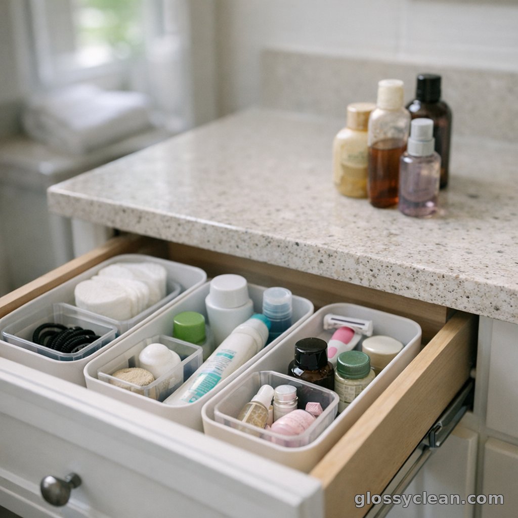 A customer once said her bathroom stayed neater after one simple rule. If she had not used a toiletry in 4 to 6 months, it did not go back in the drawer. Less clutter means less to wipe around.