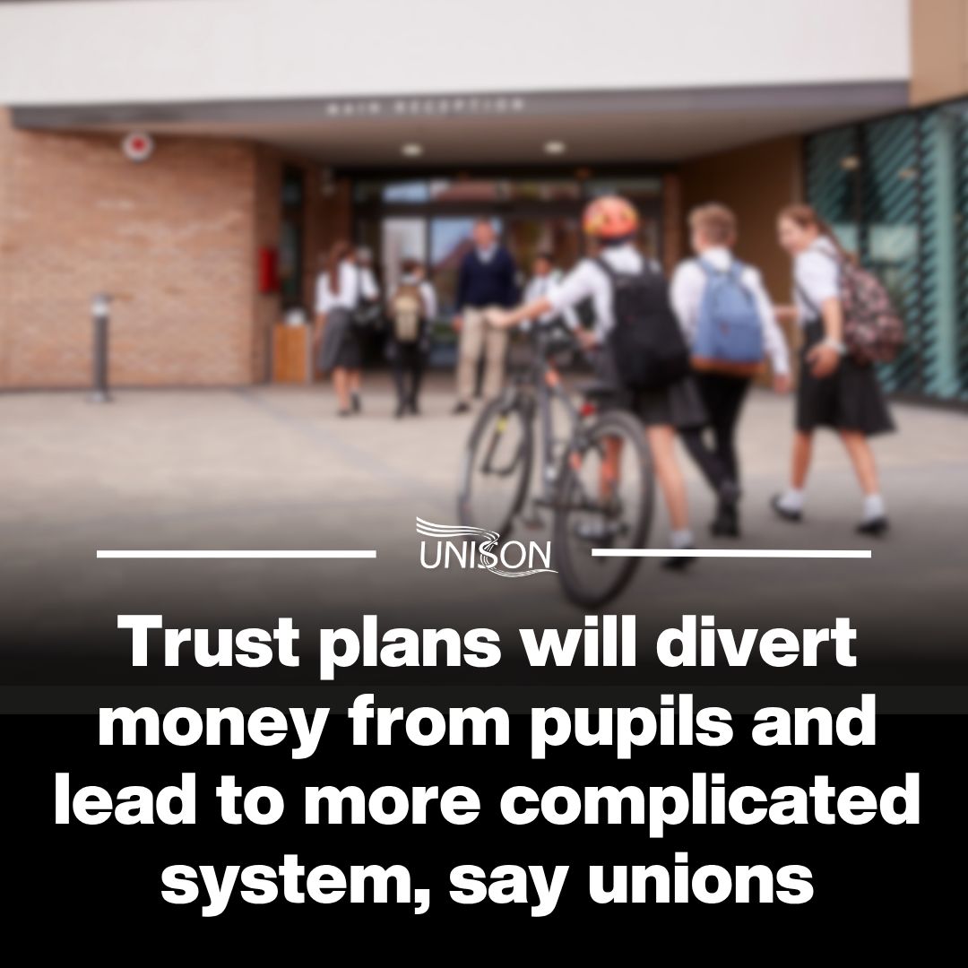 unisontheunion's tweet photo. 🏫🚨 Government plans to force every school into an academy trust risk diverting money from pupils and creating a more complicated, less accountable system, warn education unions.

Read here ⬇️
https://t.co/ULvcNDm1C7 https://t.co/xzs9a6cbIH