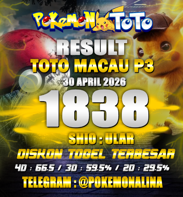 datatogelwla's tweet photo. RESULT TOTO MACAU P3
KAMIS, 30 APRIL 2026
Result : 1 8 3 8 
Shio   : ULAR
TELEGRAM : @Pokemonalina
#livedrawsgp #livedrawsgptercepat #livesgptercepathariini #SINGAPOREPOOLS #LIVEDRAWSINGAPORE #SINGAPORELIVE https://t.co/gn8MLHnWyl