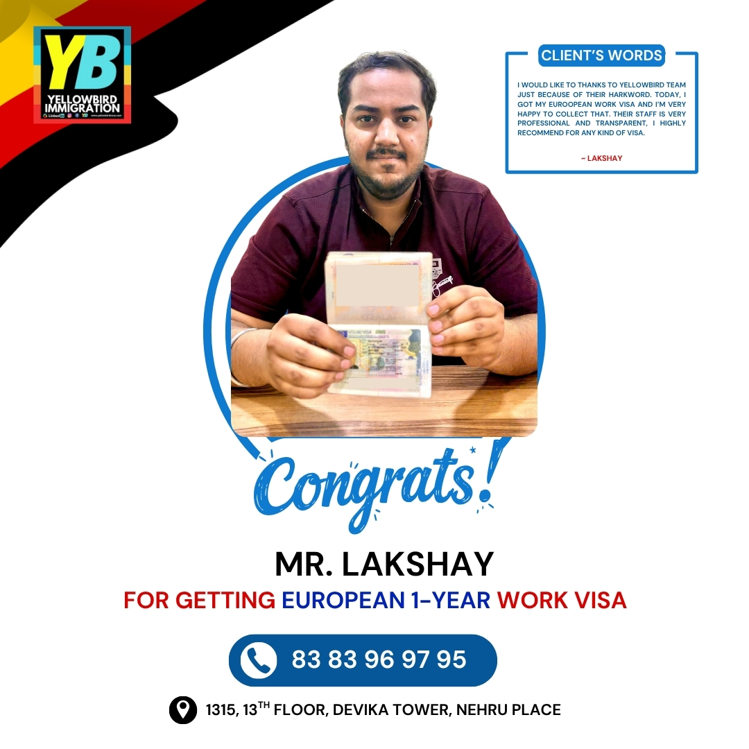 yellowbirdvisas's tweet image. Congratulations Mr. Lakshay for getting your European visa 🥳✨🥳✈️
You can be the next one call on 8383969795

#yellowbirdimmigration #workvisa #applynow #explore#foryou