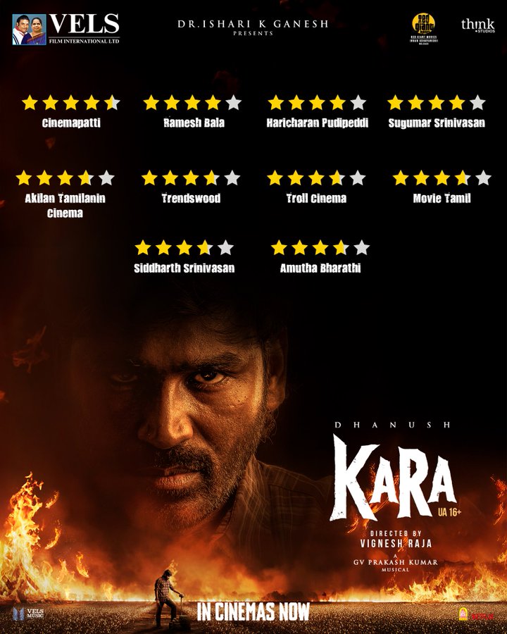 #KaraBlockBuster #Kara #Dhanush critics Good rating for kara ❤️‍🔥, <a href="/VelsFilmIntl/">Vels Film International</a> <a href="/vigneshraja89/">Vignesh Raja</a> <a href="/dhanushkraja/">Dhanush</a> <a href="/gvprakash/">G.V.Prakash Kumar</a> <a href="/_mamithabaiju/">Mamitha Baiju</a> #KaraFDFS #Karareview #KaraReview