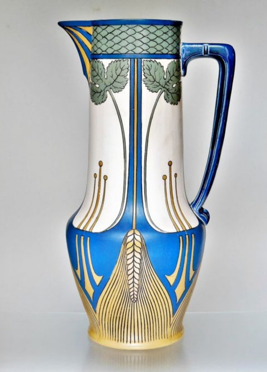 Large Art Nouveau jug from 1904 by Villeroy &amp; Boch, Germany.
