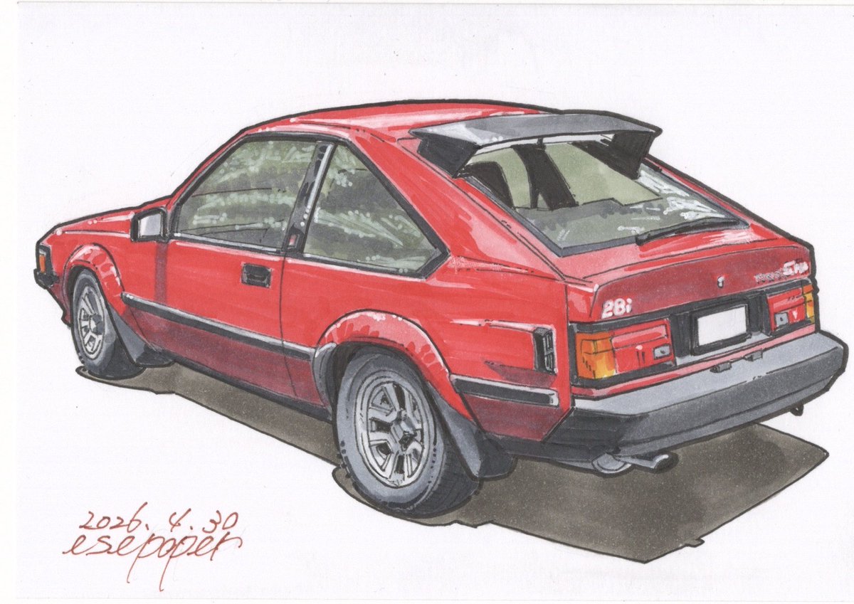 esepoper's tweet image. トヨタ セリカ スープラ (リア)
ｶﾜｲｸｶｹﾀ‼︎
#車 #アナログ絵