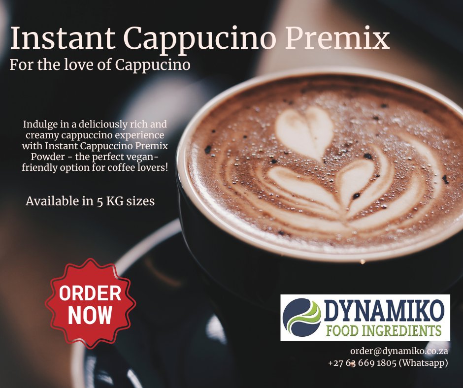 DynamikoFoodIng's tweet image. Craving a creamy cappuccino without dairy? Try our 🌱VEGAN INSTANT CAPPUCCINO ☕️ PREMIX - and dairy-free, delivering café-worthy flavour in seconds. Simply mix with hot water or your favorite plant-based milk for a smooth, frothy treat.

#VeganCoffee #PlantBased #CoffeeAtHome
