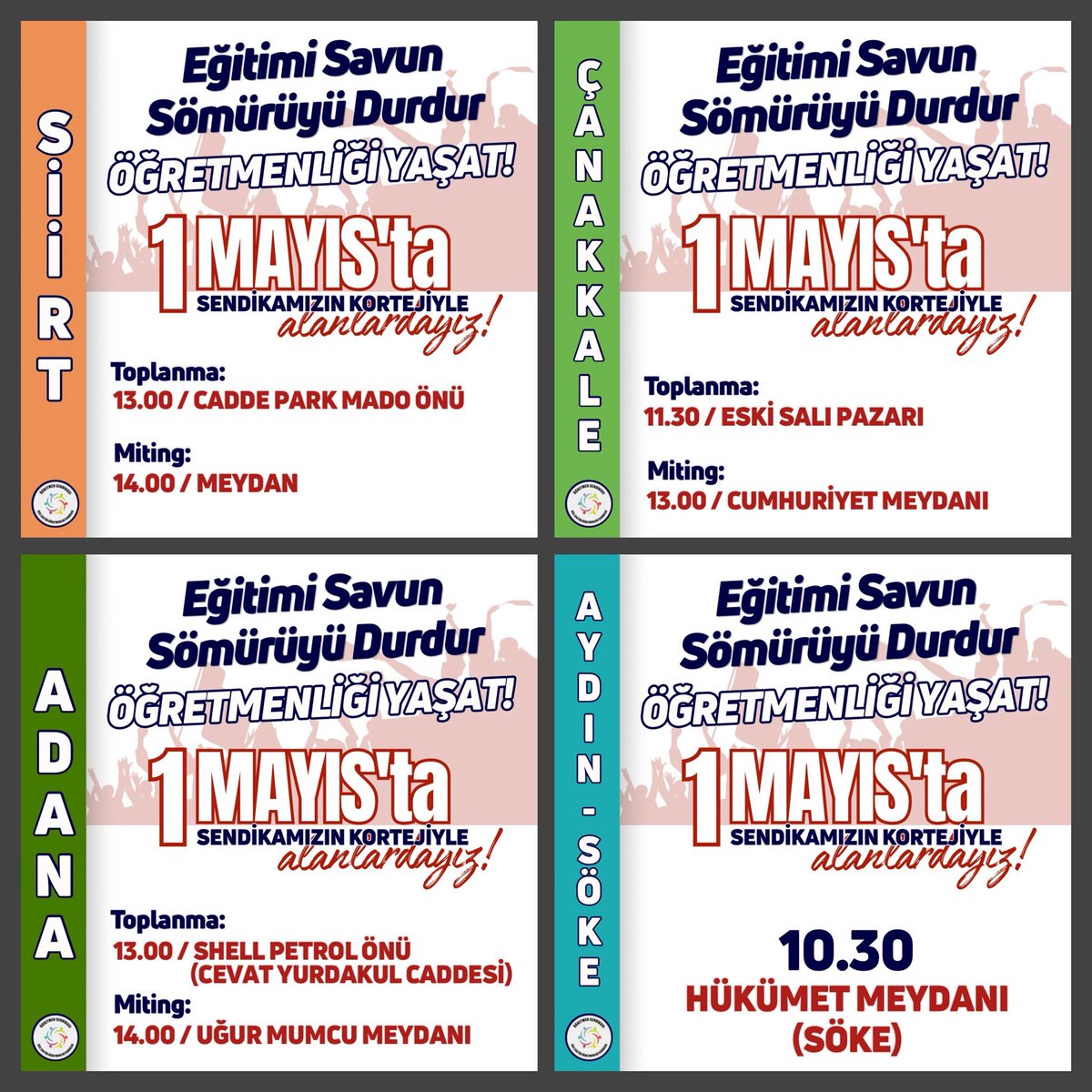 📣 EĞİTİMİ SAVUN, SÖMÜRÜYÜ DURDUR!

Öğretmenliği Yaşat!

1 Mayıs’ta Sendikamızın Kortejinde Buluşalım! 
#1Mayıs2026
#SendikanVar