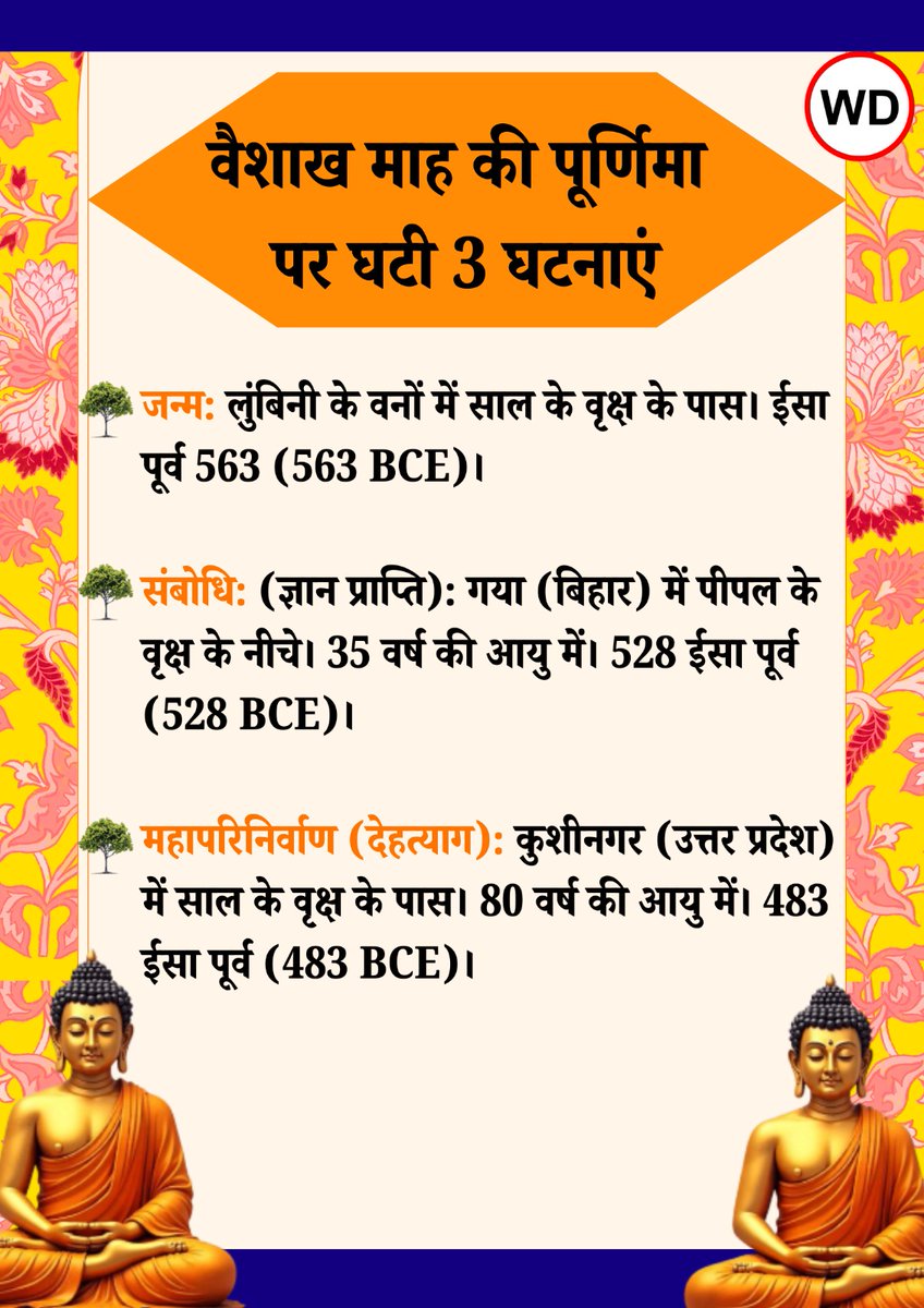 WebduniaHindi's tweet image. बुद्ध पूर्णिमा का रहस्य: जन्म, ज्ञान और महापरिनिर्वाण एक ही दिन, संयोग या चमत्कार?👇

hindi.webdunia.com/buddha-jayanti…

#BuddhaPurnima #lordbuddha #festival #thailandgod #god #religous #buddha #webdunia