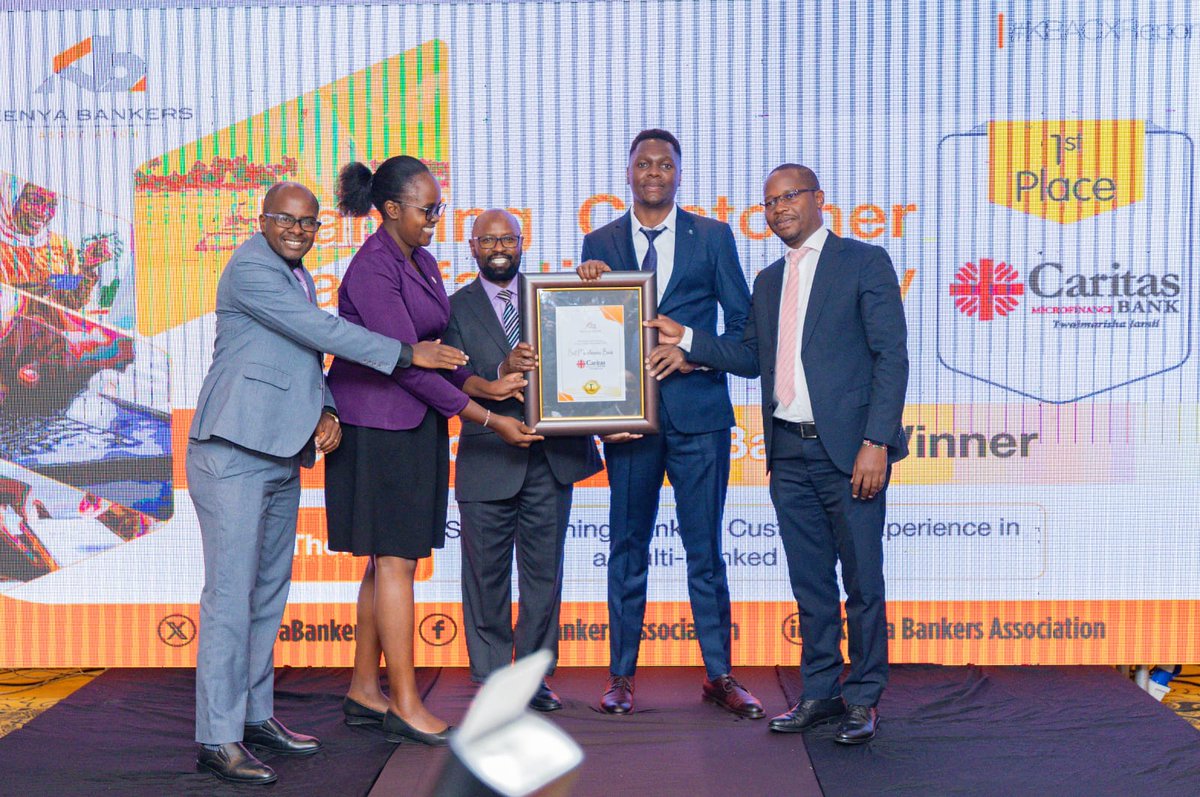 CaritasMFB's tweet image. 🏆 Proud moment!
We’re honored to be named Best Microfinance Bank in Customer Experience 2025 by @KenyaBankers 

This reflects our strong #CustomerFirst culture, built on teamwork and shared purpose across the Bank.

A special recognition to our #CustomerExperience team.