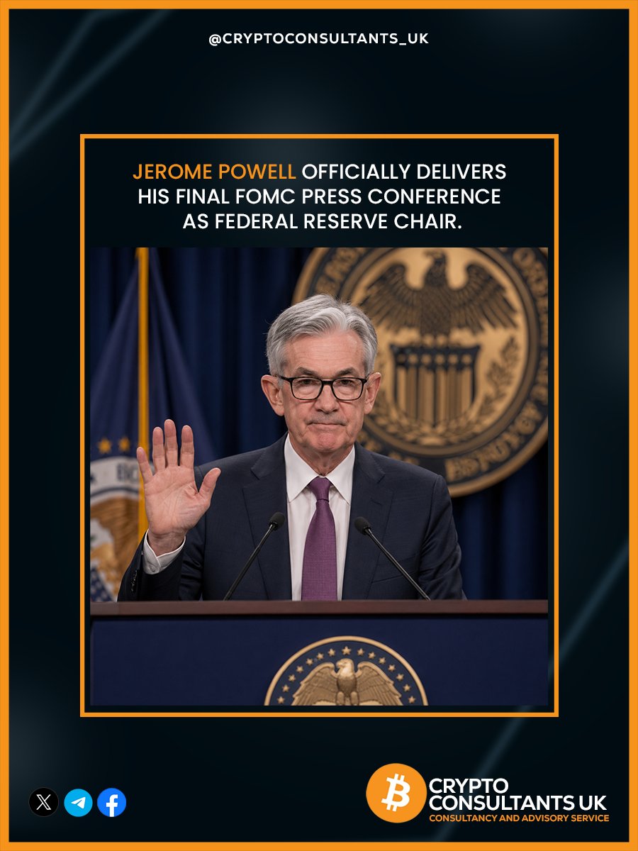 CryptoC_UK's tweet photo. 🚨Jerome Powell officially delivers his final FOMC press conference as Federal Reserve Chair.🚨

Here’s everything you need to know:

1: No rate cuts are expected
Powell said he needs to see “the backside of both the energy and tariff shocks” before making any move. Energy prices haven’t even peaked yet.

2: A rate hike is possible
The number of officials who see a hike as equally likely as a cut has increased. Markets are now pricing in a 45% probability of a hike in 2027, according to CME FedWatch.

3: The Fed is now “slightly restrictive”
Powell confirmed that rates are “at the high end of neutral, slightly restrictive,” and that is exactly where he wants them while assessing how things unfold.

4: Stagflation is a real risk
Powell explicitly stated that each supply shock “can boost both inflation and unemployment at the same time.”

5: Today’s meeting was more contentious than March
There was a vigorous debate over forward guidance. A shift away from an easing bias “could come as early as the next meeting.” The next 30–60 days will be critical.

6: Tariffs — temporary or not?
Powell maintains that tariff-driven inflation is a “one-time price effect” and expects it to ease over the next two quarters. However, uncertainty remains “very high.”

7: Core PCE at 3.2%, headline at 3.5%
Short-term inflation expectations have risen, while long-term expectations remain anchored near 2%. Still, Powell admitted: “The prospect of further increases in core inflation is real.”

8: The labor market is gradually weakening
Job growth is slowing, labor demand has clearly softened, and both hiring and quitting rates remain low. New opportunities are limited. The unemployment rate hasn’t risen much mainly because labor force growth is also slowing.

9: WTI crude settled at $106.88
Powell noted that the impact of oil on the U.S. is “smaller than on Europe and Asia for now,” but if the Strait of Hormuz remains closed for longer, the impact will be much greater.

10: Powell refused to step down
He said he has “no choice but to stay” due to legal pressures, not just verbal criticism. The DOJ also assured that it will not reopen its investigation without a criminal referral.

11: Fed independence is at risk
“We have even had to go to court to defend it.” Powell noted that every administration has tried to repurpose the Fed’s tools. “We have consistently pushed back, but Fed independence is now at risk.”

12: Warsh confirmed as the next Chair
Powell said he hasn’t seen Warsh since a dinner in January. He expects a “normal, standard transition.”

13: Powell will not be a shadow chair
He made it clear that after May 15, he plans to “keep a low profile” on the Board of Governors.

14: Reaching 2% inflation could be costly
Powell acknowledged that ongoing events are pushing costs higher, and returning to target will require patience and potentially real economic pain.

15: Putin warned Trump against new military action in Iran
Meanwhile, Trump said the UAE’s exit from OPEC is “great for lowering gasoline and oil prices” and called for lower rates the same night Powell spoke.  

What happens next? 
It depends on Warsh, Hormuz, and tariff inflation, and whether it is truly temporary.

💡Important point: The economic environment is always subject to change depending on numerous factors, but long-term investing in fundamentally sound assets always wins.

📲Book your free strategy call today and get expert guidance for your investment decisions.

🔗https://t.co/vuGLmzImlB