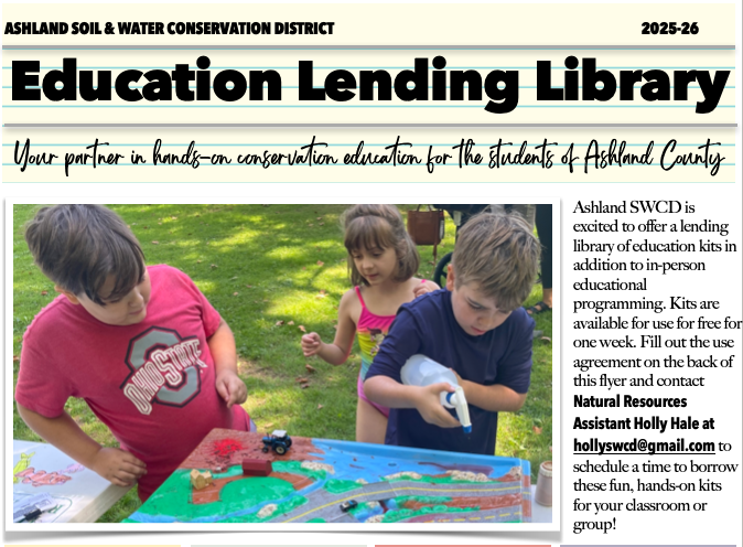 AshlandSWCD's tweet image. Get your hands dirty with Ashland SWCD's Educational Lending Library! 🌱📚 Explore the great resources and bring hands-on learning into your classroom. Contact Holly Hale at hollyswcd@gmail.com for more info. #HandsOnLearning #GetOutside #EducationalResources