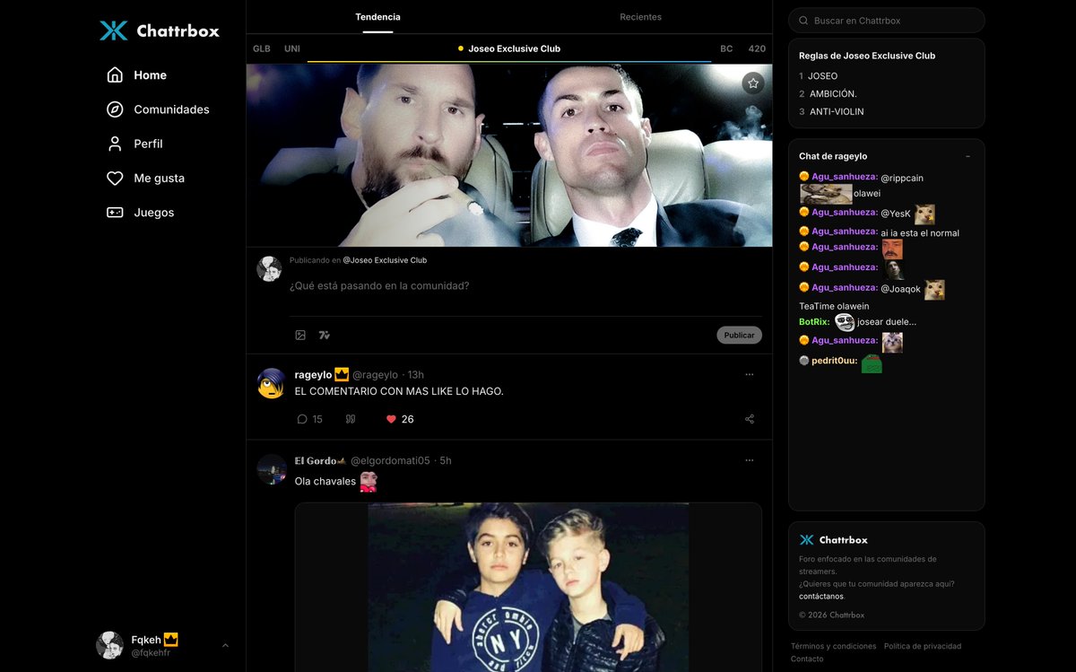 Fqkeh_'s tweet photo. Las comunidades de X desaparecerán el 30 de mayo
¿Eres streamer y no sabes donde migrar?
Te presento mi nuevo proyecto: ChattrBox

✓ 7tv NATIVO para posts
✓ Foro al estilo de X con implementación nativa de Kick
✓ Chat en vivo de tu stream

En beta 🔋

https://t.co/2s1p6rsUNW https://t.co/QVpD3aFovr