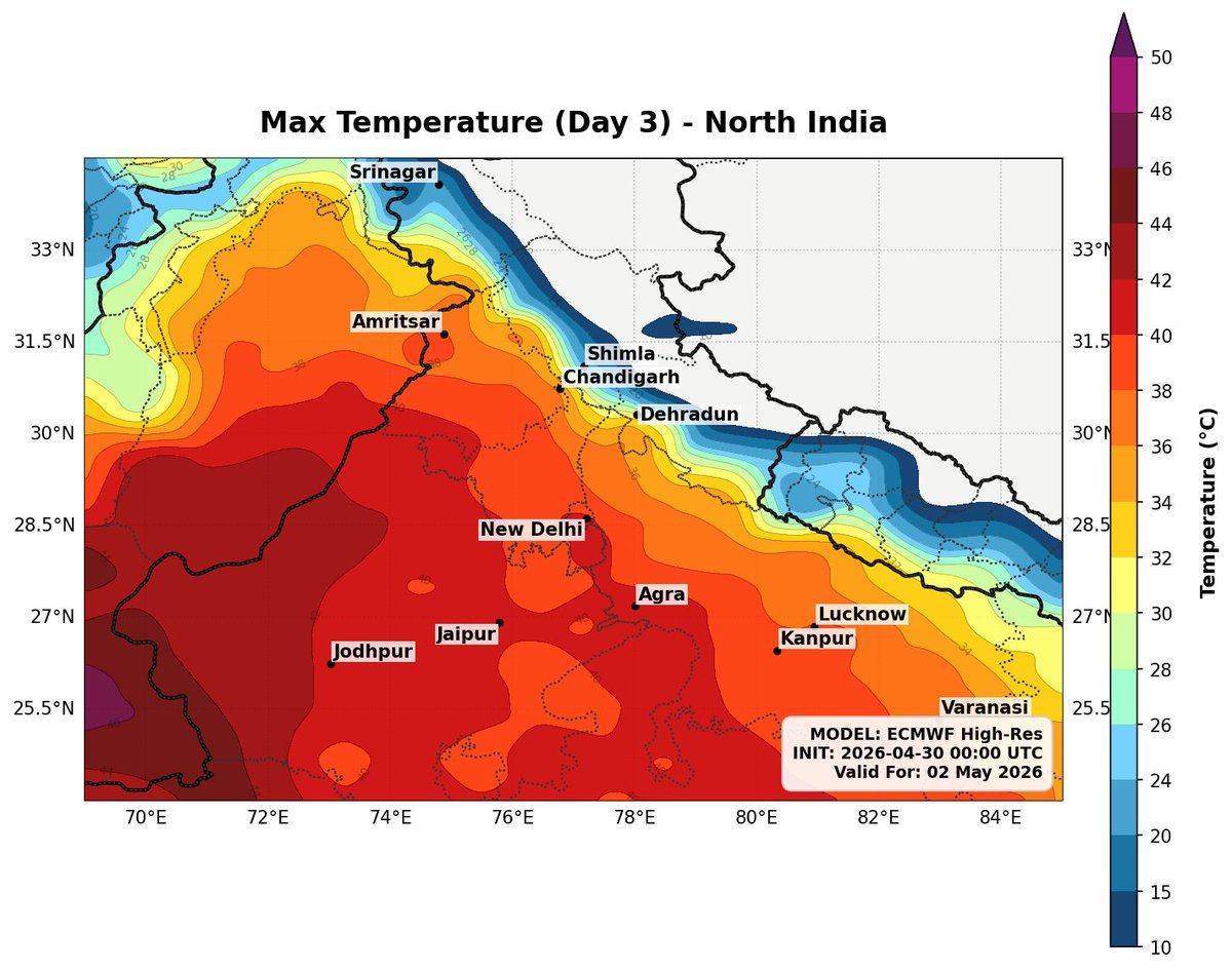 navdeepdahiya55's tweet image. A super pleasant night in most parts of north #India, Tomorrow onwards as the storm and rainfall activities taper down - we should expect hot afternoons over the weekend with maximum temperatures in the range of 39 to 42°c in #Delhi #Haryana #Punjab #UttarPradesh while up to 44°c
