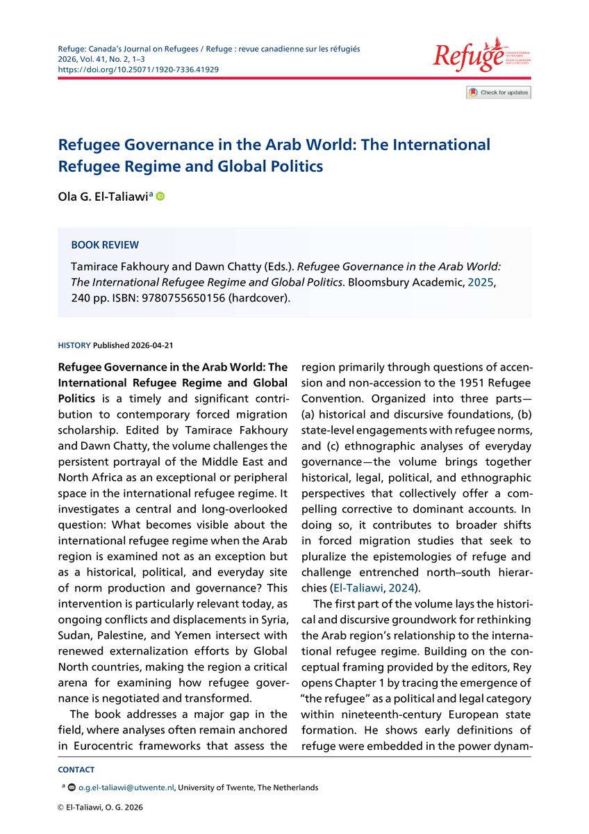 Refuge: Canada's Journal on Refugees tweet media