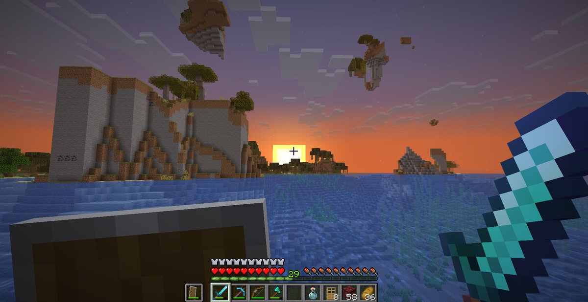 LuxorX_2026's tweet image. Nothing beats a Minecraft sunset, especially when the landscape makes zero sense. 🌅⛏️ There’s something so nostalgic about floating islands. 
#Minecraft #Gaming