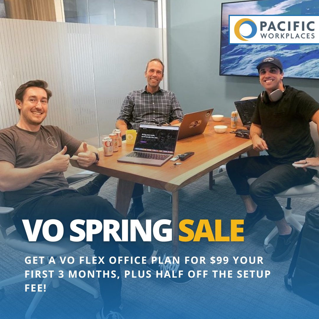 PacWorkplaces's tweet photo. Spring into something smarter 🌼

Our Virtual Office Spring Sale is here, and it’s built for the way you work today. Get a VO Flex Office Plan for just $99/month for your first 3 months, plus half off the setup fee. Whether you’re working remote, building your business, or just need a more professional presence, this is your chance to upgrade without the overhead.

Work looks better when it works for you. Take advantage of this limited-time offer today! 🤩👉https://t.co/AECgGd5j2o
.
.
.
.
#PacificWorkplaces #VirtualOffice #SpringSale #FlexibleWork #WorkSmarter #BusinessGrowth #WeMakeWorkBetter #WeCare #Sale #CoworkingSpace