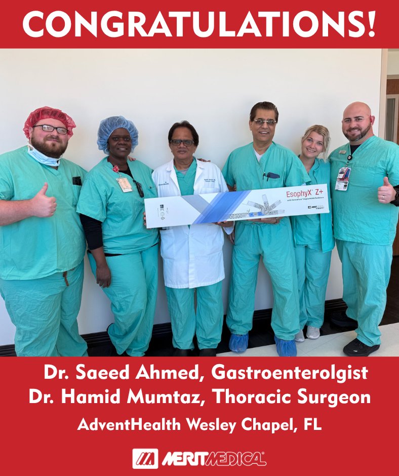 Merit_Endotek's tweet image. Congratulations to #Gastroenterologist Dr. Saeed Ahmed and his Thoracic Surgeon partner Dr. Hamid Mumtaz for completing their first TIF 2.0® procedure at AdventHealth Wesley Chapel, FL. Thank you for partnering with us to help #GERD patients in your community.
#Endoscopy