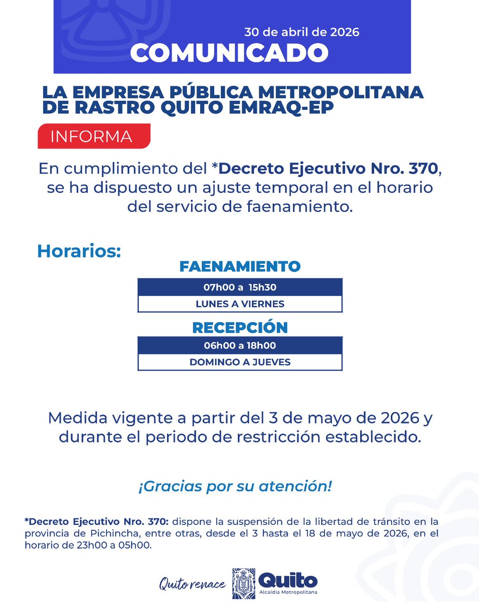 Empresa Metropolitana de Rastro Quito tweet media