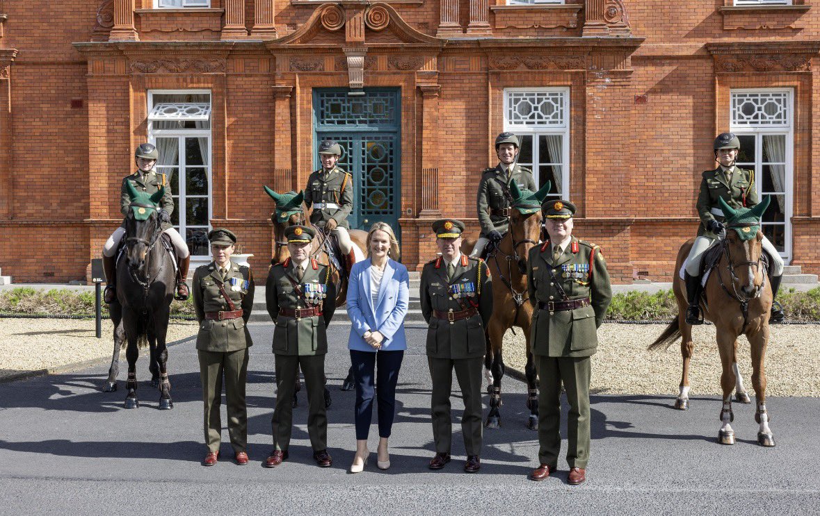 HMcEntee's tweet image. A special day at McKee Barracks celebrating 100 years of the Army Equitation School 🐎

For a century, the School has represented Ireland with excellence and distinction across the world, proud reflection of the professionalism, discipline and service of our Defence Forces.