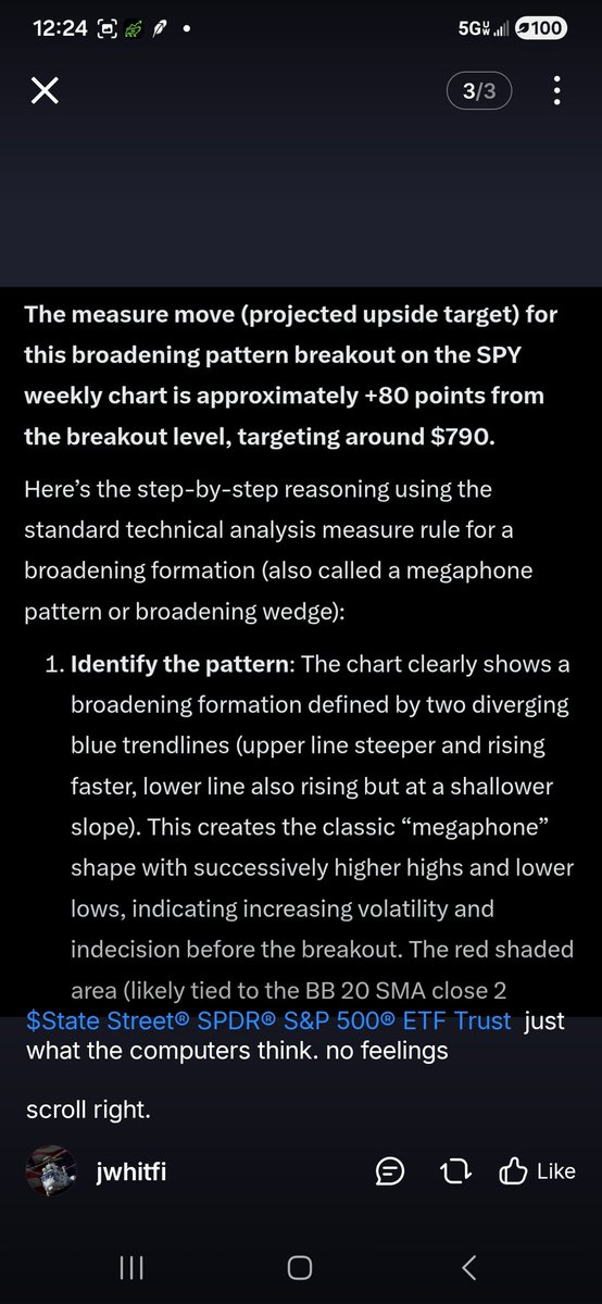 I know it sounds/looks wild but algos and computers with no feelings account for most trades.

Still waiting on that measure move target to hit at first trend resistance around 737 👁👁 $spy $spx $vix $qqq then look what is in store 🧐
I think we crest 810 eoy maybe