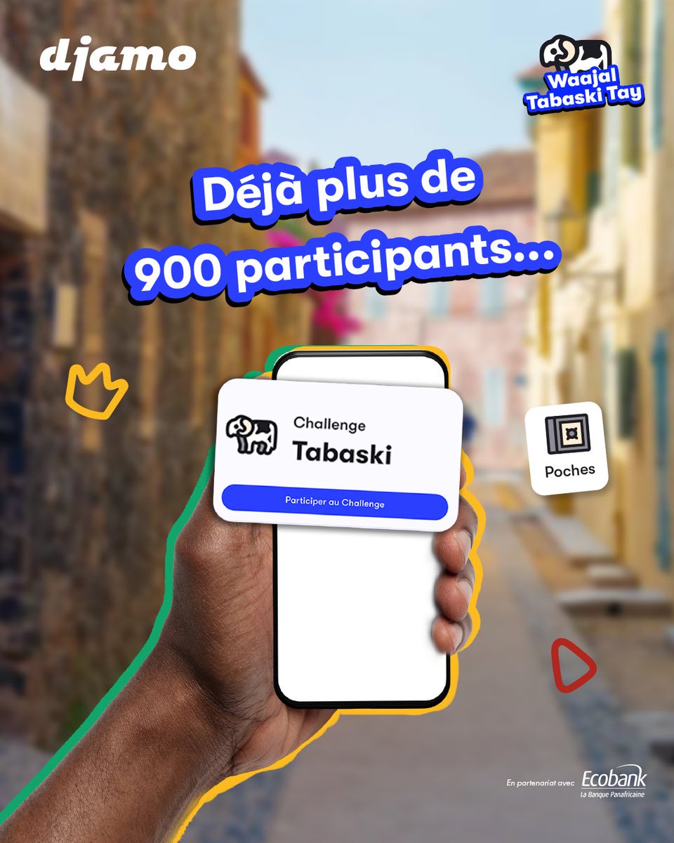 La course est lancée depuis le 20 Avril.
Le 20 Mai, on révèle les gagnants.🐏🤩

Comment participer ? Suis les étapes indiquées dans l'application Djamo.📲
#LeegiDjamoLë