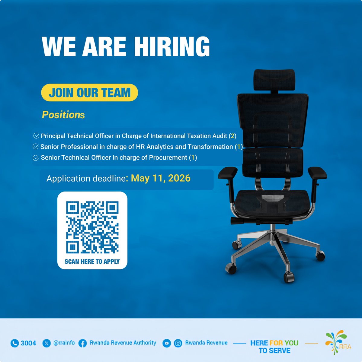 rrainfo's tweet photo. We are looking for qualified candidates to fill the following positions. To join our team, please apply through our job portal.

Scan the QR code to view the details and submit your application. https://t.co/UFc1UlRW9L