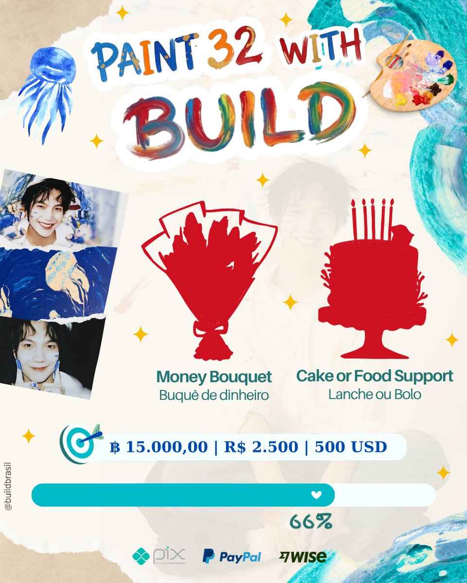 buildbrasil's tweet photo. — 🧑🏻‍🎨 PAINT 32 WITH BIU 🎨

Olá luves,
Nova atualização da nossa arrecadação🥁: atingimos 66% (9900 baht) da nossa meta! 🥳

E trazemos uma supresa: ✨20% de desconto✨ em todos os itens do nosso bazar de 01 a 10 de maio! 
Lembrando que toda a renda das vendas será destinada aos projetos! 🫶

📌Aceitaremos doações até 25/05 via Pix, PayPal e Wise e toda ajuda faz muita diferença! 

Chave Pix e-mail: buildjbr@gmail.com
Paypal: buildjbr@gmail.com
Wise tag: chamem na DM

🔗 https://t.co/FSUKSpm17P

Obrigada por participarem desse projeto!!!💙

*

Hello, luves!
New update on our fundraising 🥁: we've reached 66% (9,900 baht) of our goal! 🥳

And we have a surprise for you: ✨20% off✨ all items in our bazaar from May 1st to 10th! 
Just a reminder that all proceeds from the sales will go toward our projects! 🫶

📌 We will accpet donations until May 25th via Pix, PayPal, and Wise and every bit of help makes a huge difference!

Paypal: buildjbr@gmail.com
Wise tag: DM us

🔗 https://t.co/FSUKSpm17P

Thank you for being part of this project!!!💙

#Builds32stBDayProjects
#BuildJakapan #Beyourluve
#บิวจักรพันธ์
