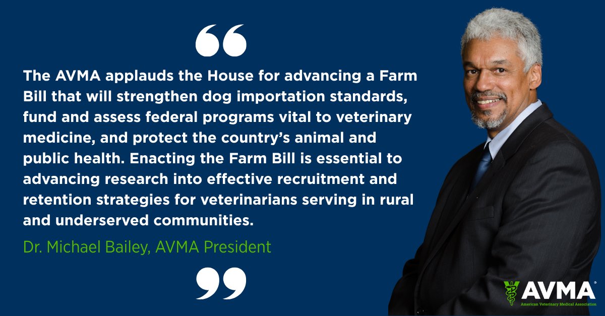 AVMACAN's tweet photo. BREAKING: AVMA praises veterinary provisions in House-passed Farm Bill

Read more: https://t.co/E4YuuSryCz https://t.co/6eeOduKJn8