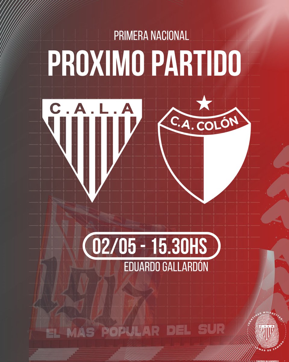 PRÓXIMO PARTIDO 📌 #LosAndes estará Recibiendo a #colondesantafe

⚽ 12da Fecha Zona A
🆚 <a href="/ColonOficial/">Club Atlético Colón ⭐</a>
🗓 Sabado 02/05
🕙 15:30hs
🏟 Estadio Eduardo Gallardón 

#identidadmilrayitas🇦🇹
#primeraNacional