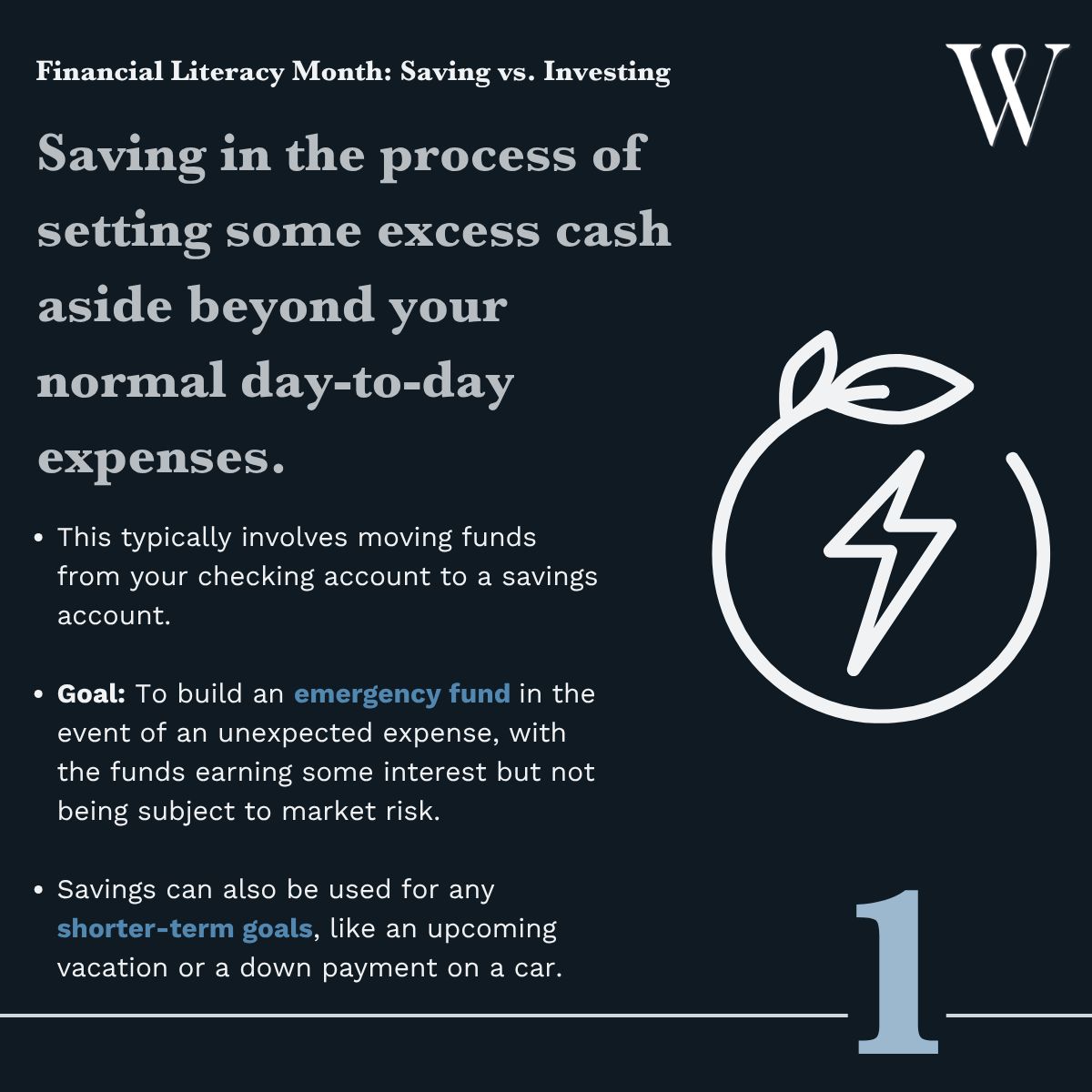 WilliamsAsset's tweet photo. Today marks the final day of Financial Literacy Month. Saving helps with short-term needs. Investing focuses on long-term goals.

Reach out to learn more about our complimentary financial education seminars: https://t.co/fZPaCrnIAT https://t.co/ccehlchSRs